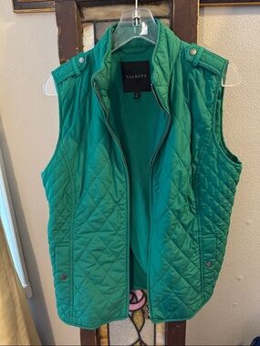 Talbots Women's Quilted Green Vest Size Medium